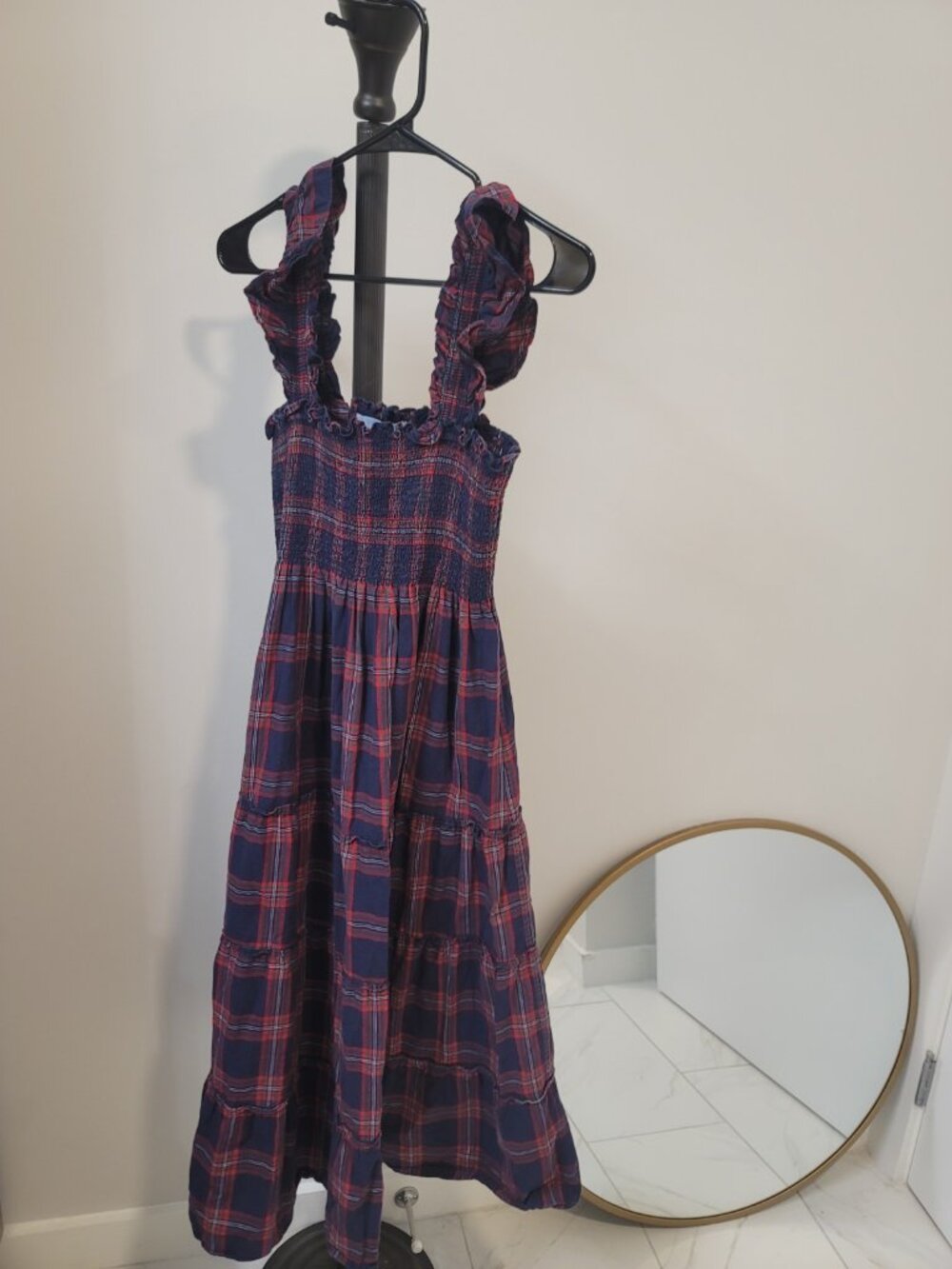 Hill House Ellie Nap Dress Navy Blue Tartan Plaid Size Small